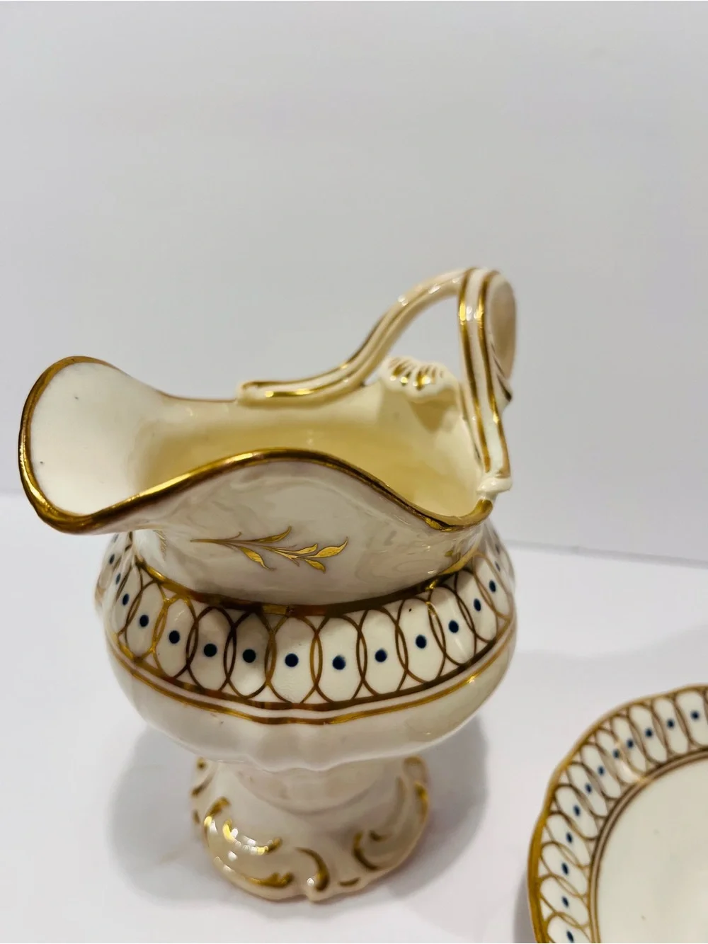 Antique Early 19th Century English Glazed Porcelain & Hand Gilded Tea Set